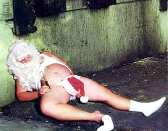 papai noel bebado toca