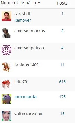 Número de Post por redatores